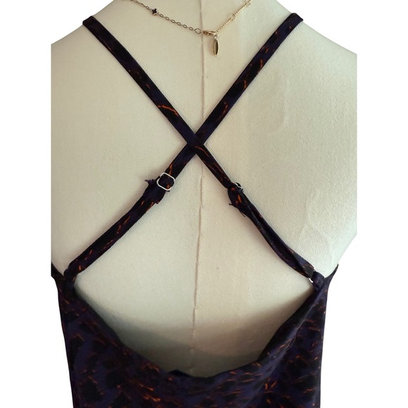 Allison Joy Cami Top Animal Print V-Neck‎ Sleeveless Purple Orange L - Picture 5 of 6